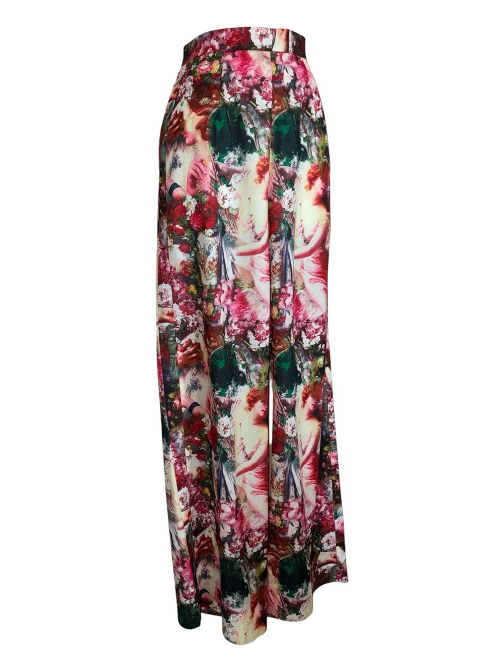 PLT Pretty Little Thing pants women's 4 Colorful Floral, wide leg, back zip. Euc